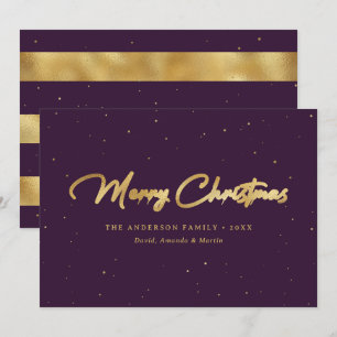 Elegant Purple and Gold Foil Christmas Cards