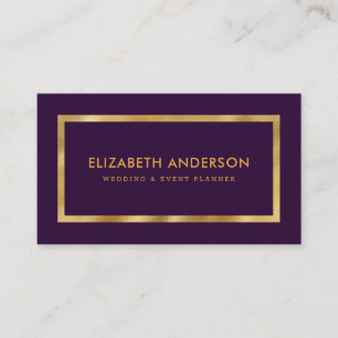 Elegant Purple and Gold Foil Wedding Event Planner Business Card