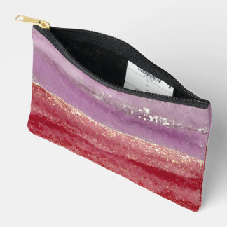 Elegant purple and gold glitter accessory pouch