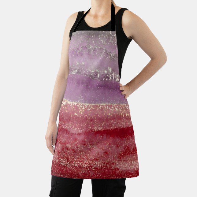 Elegant purple and gold glitter apron (Insitu)