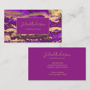 Elegant Purple and Gold Glitter Business Card