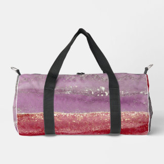 Elegant purple and gold glitter duffle bag