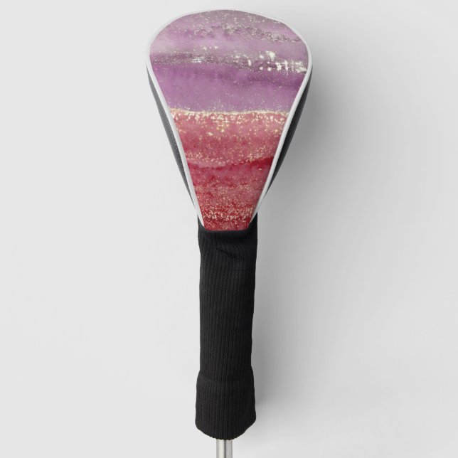 Elegant purple and gold glitter golf head cover (Front)