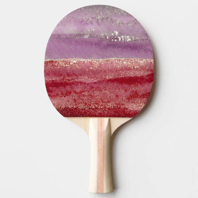 Elegant purple and gold glitter ping pong paddle (Front)