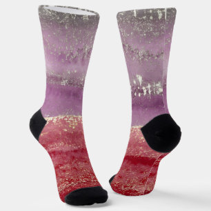 Elegant purple and gold glitter socks