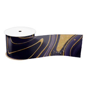 Elegant Purple and Gold Marble effect  Satin Ribbon