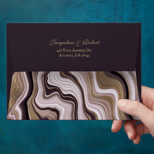 Elegant Purple and Gold Marble Wedding Envelope
