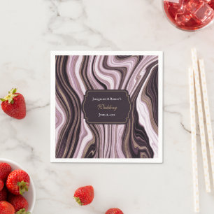 Elegant Purple and Gold Marble Wedding Napkin