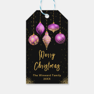 Elegant Purple and Gold Ornament Christmas Gift Tags