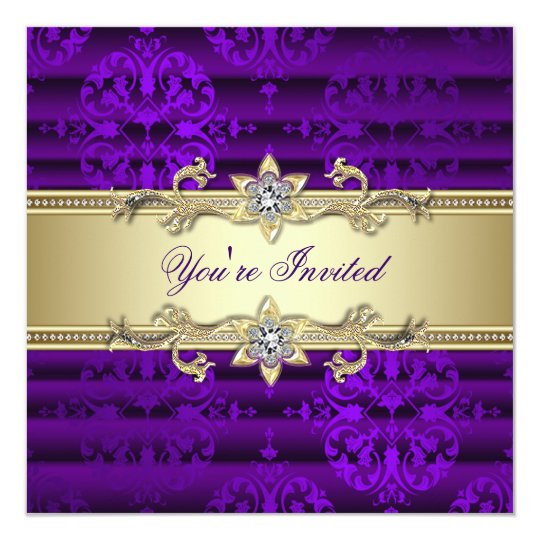 Elegant Purple and Gold Party Card