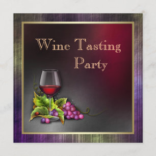 Elegant Purple and Gold Red Wine Tasting Party Invitation