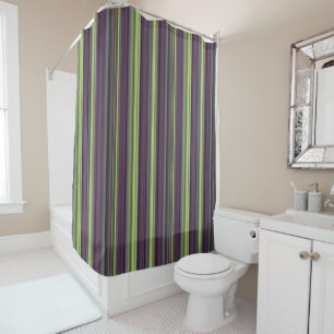 Elegant purple and green stripes shower curtain