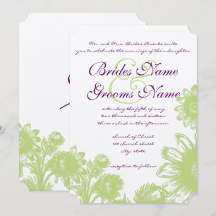 Elegant Purple and Green Vintage Floral Wedding Invitation