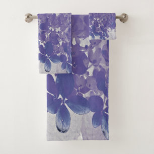 Elegant Purple and Grey Limelight Hydrangea Bath Towel Set