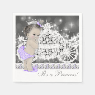 Elegant Purple and Grey Princess Baby Shower Napkin