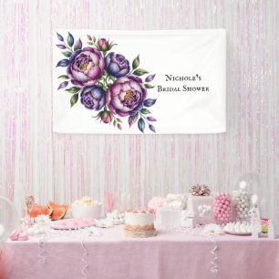 Elegant Purple and Magenta Peony Bridal Shower Banner