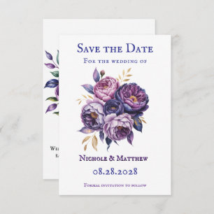 Elegant Purple and Magenta Peony Wedding Save The Date
