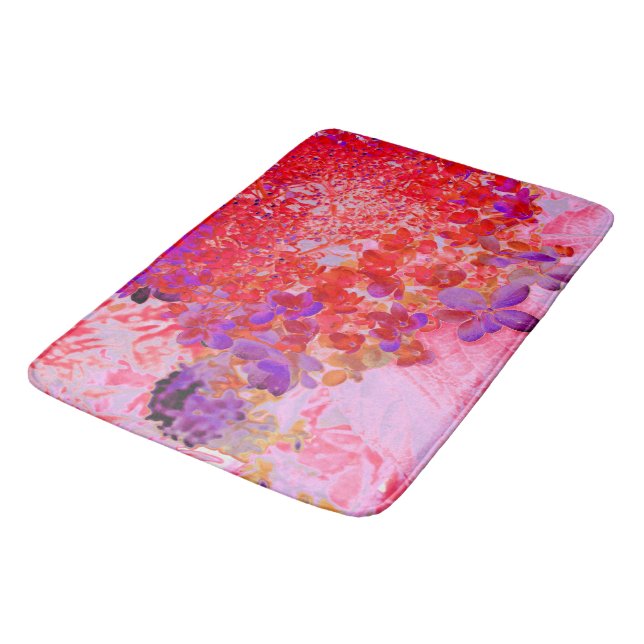Elegant Purple and Orange Limelight Hydrangea Bath Mat (Angled)