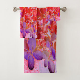 Elegant Purple and Orange Limelight Hydrangea Bath Towel Set