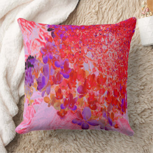 Elegant Purple and Orange Limelight Hydrangea Cushion