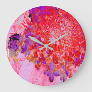Elegant Purple and Orange Limelight Hydrangea Large Clock