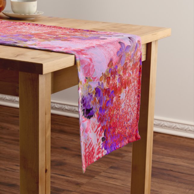Elegant Purple and Orange Limelight Hydrangea Long Table Runner (In Situ)