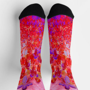 Elegant Purple and Orange Limelight Hydrangea Socks