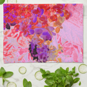 Elegant Purple and Orange Limelight Hydrangea Tea Towel