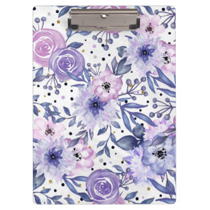 Elegant Purple and Pink Floral Clipboard