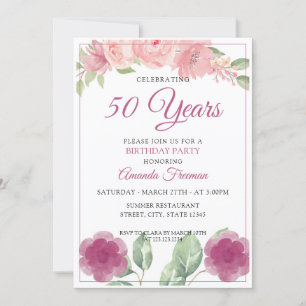 Elegant Purple and Pink Floral Mother Birthday Invitation