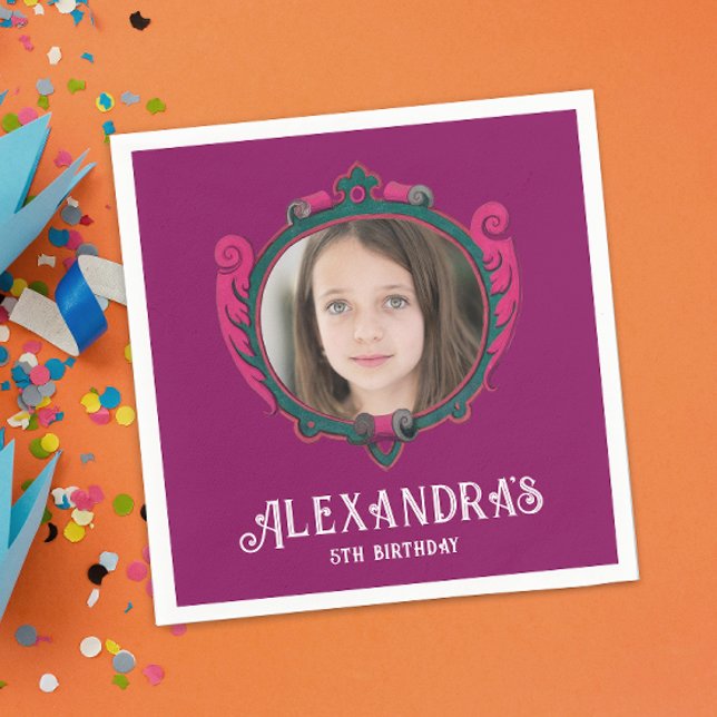 Elegant Purple And Pink Princess Royal Crest Photo Napkin (Creator Uploaded)