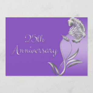 Elegant Purple and Silver 25th Anniversary Invites