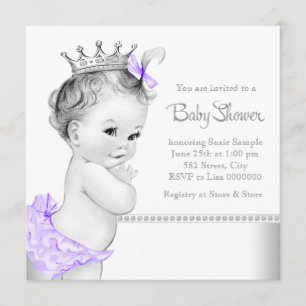 Elegant Purple and Silver Baby Shower Invitation