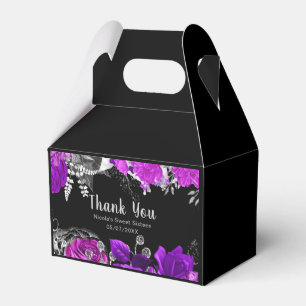 Elegant Purple and Silver Flowers Sweet Sixteen Favour Box