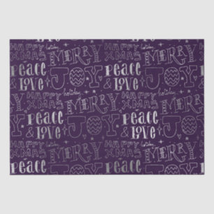 Elegant Purple and Silver Foil Christmas Word Art Tissue Paper