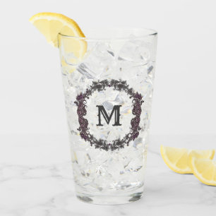 Elegant Purple and Silver Framed Monogram Glass