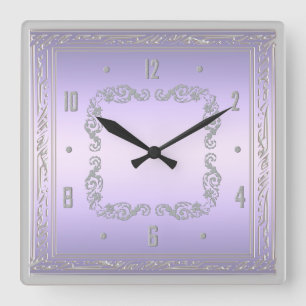 Elegant Purple and Silver Wall Clock