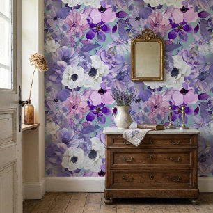 Elegant Purple And Violet Wildflowers Pattern Wallpaper