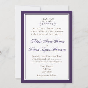 Elegant Purple and White Border Wedding Invite
