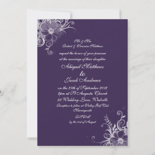 Elegant Purple And White Flower Wedding Invitation