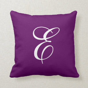 Elegant Purple and White Monogram Throw Pillow