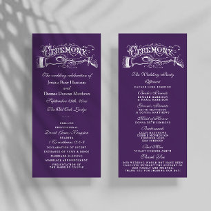 Elegant Purple And White Wedding Ceremony Programs Programme