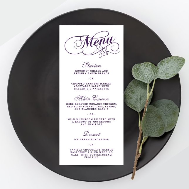 Elegant Purple And White Wedding Menu Templates (Creator Uploaded)