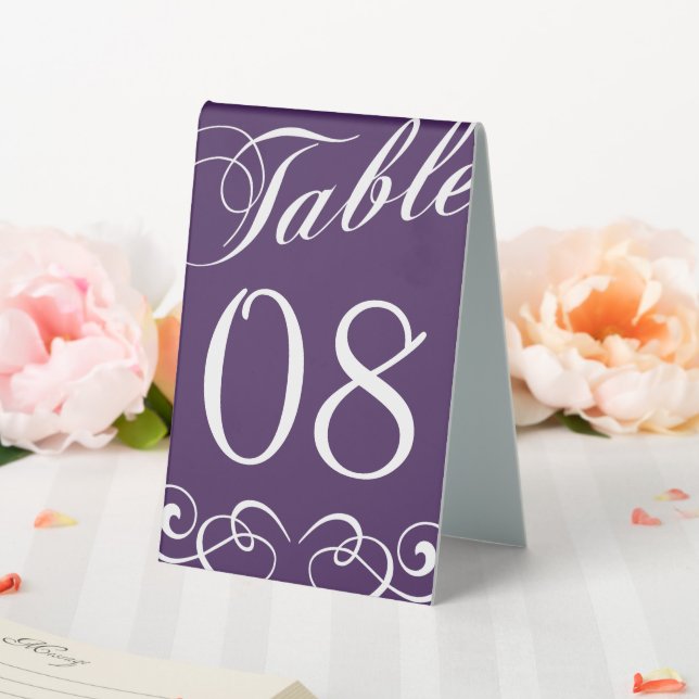 Elegant Purple And White Wedding Table Number (In SItu (Wedding))