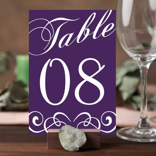 Elegant Purple And White Wedding Table Number (Creator Uploaded)
