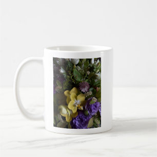 Elegant Purple and Yellow Floral Art Coffee Mug
