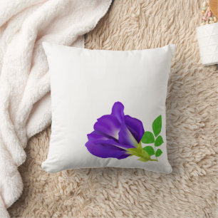 Elegant Purple Aparajita Flower Minimalist Floral Cushion