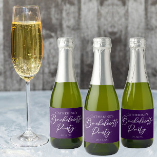 Elegant Purple Bachelorette Party Custom Mini Sparkling Wine Label