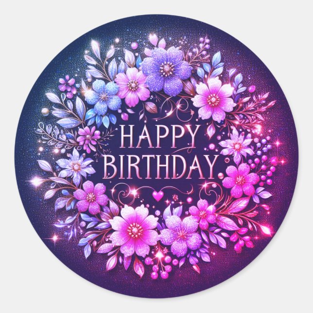 Elegant purple Birthday sticker (Front)