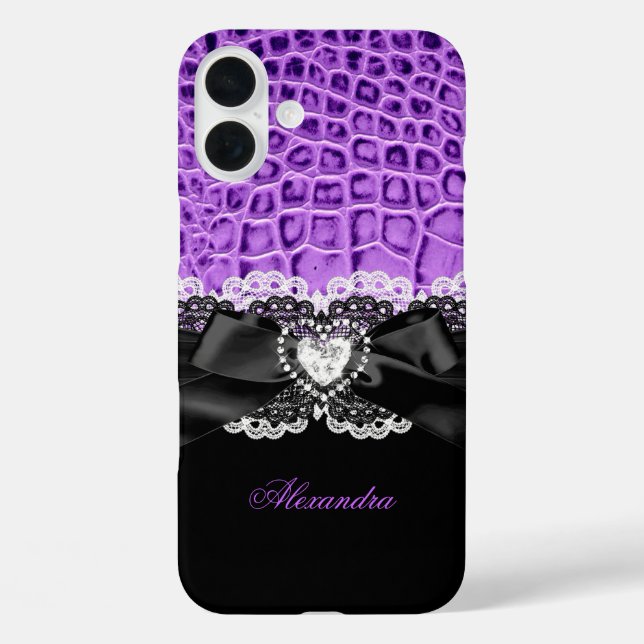 Elegant Purple Black Animal Bow Heart Lace 2 Case-Mate iPhone Case (Back)